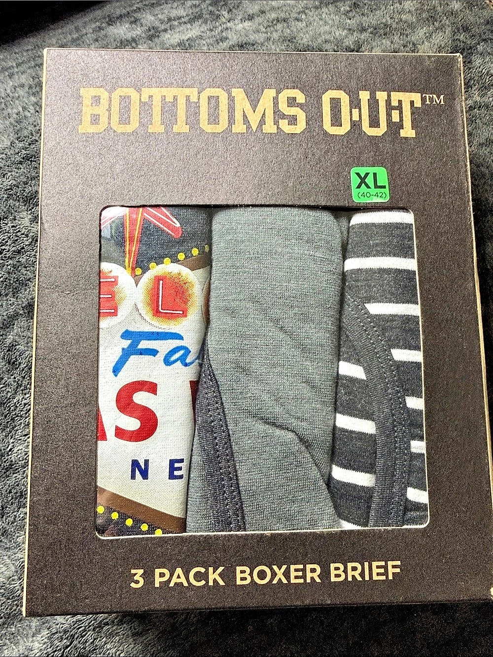 Bottoms Out 3 Pack Boxer Brief Men's Gray & Black Size XL NWT